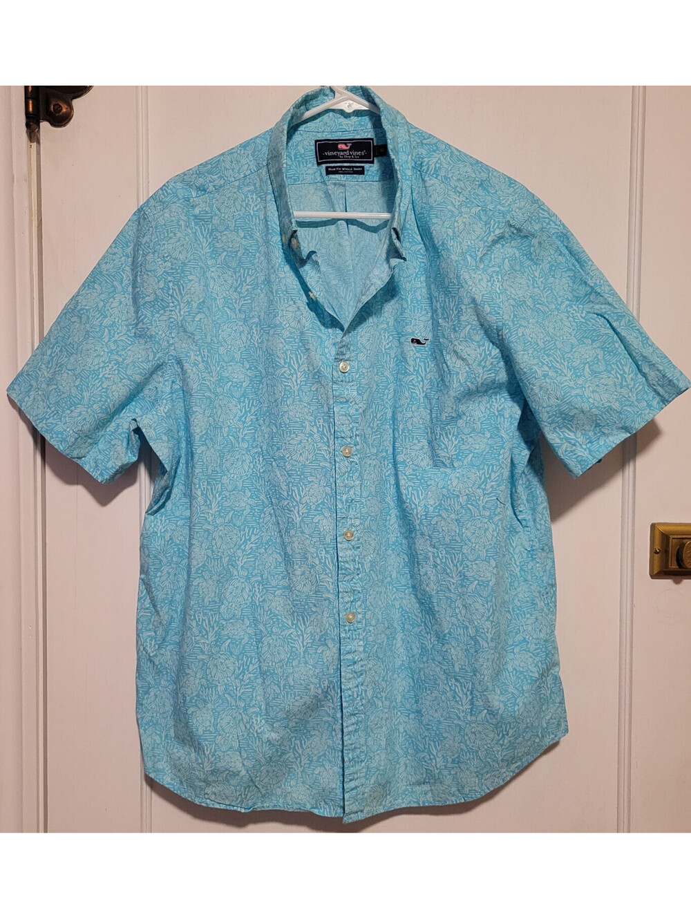 Vineyard Vines Slim Fit Whale Shirt Men’s X L P Blue Cotton Turtles Prep resort